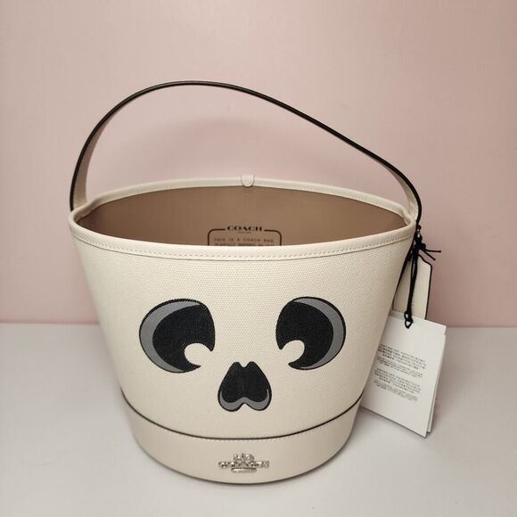 NWT Coach CW535 Halloween Trick Or Treat Bucket Bag Skeleton Ghost - Picture 1 of 7